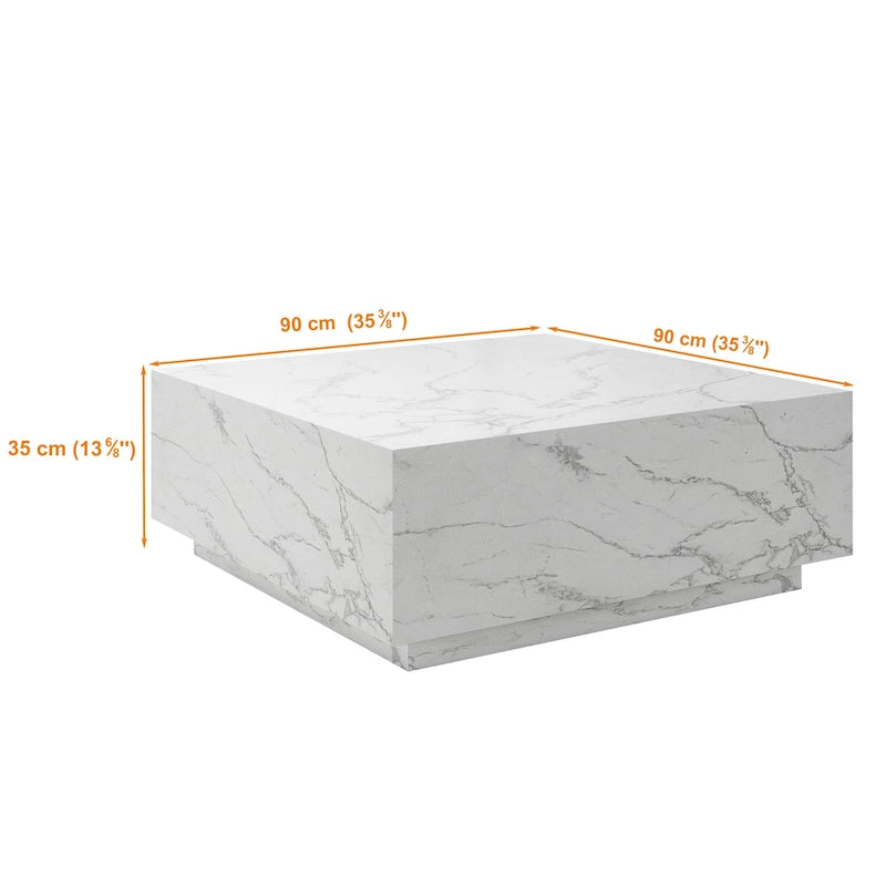 Table basse carrée en faux marbre au design discret
