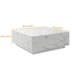 Table basse carrée en faux marbre au design discret
