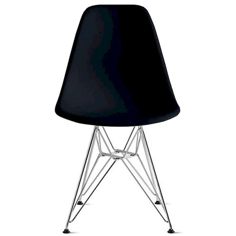 Chaise moderne en plastique moulé avec piètement chromé