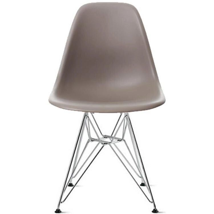 Chaise moderne en plastique moulé avec piètement chromé