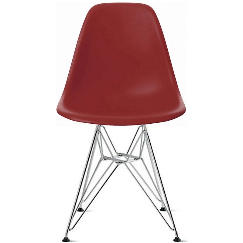 Chaise moderne en plastique moulé avec piètement chromé