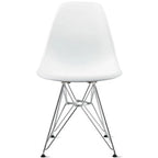 Chaise moderne en plastique moulé avec piètement chromé