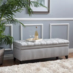 Banc de rangement capitonné avec couvercle à fermeture amortie