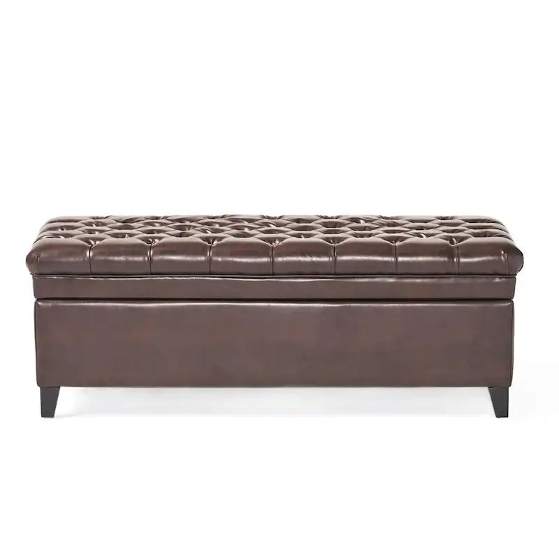 Banc de rangement capitonné avec couvercle à fermeture amortie