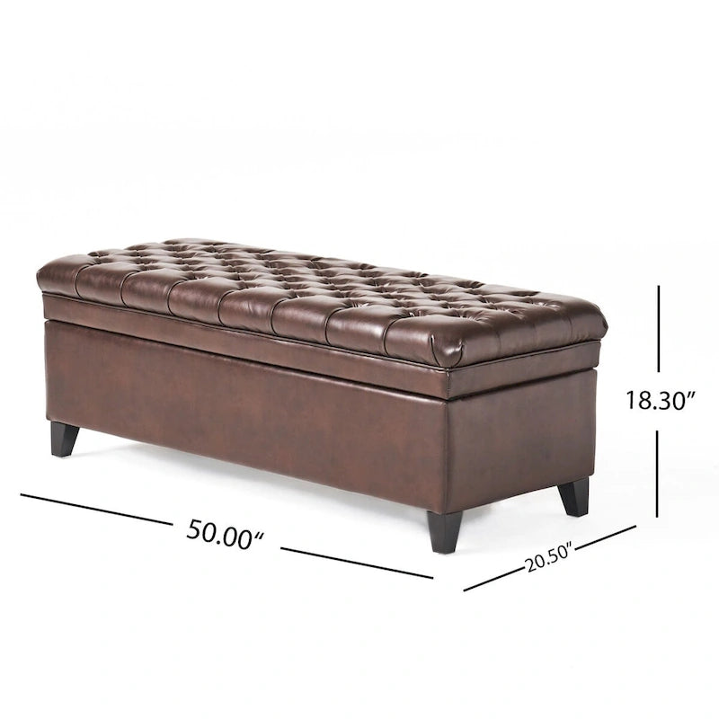 Banc de rangement capitonné avec couvercle à fermeture amortie