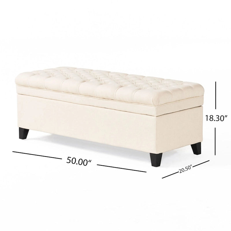 Banc de rangement capitonné avec couvercle à fermeture amortie