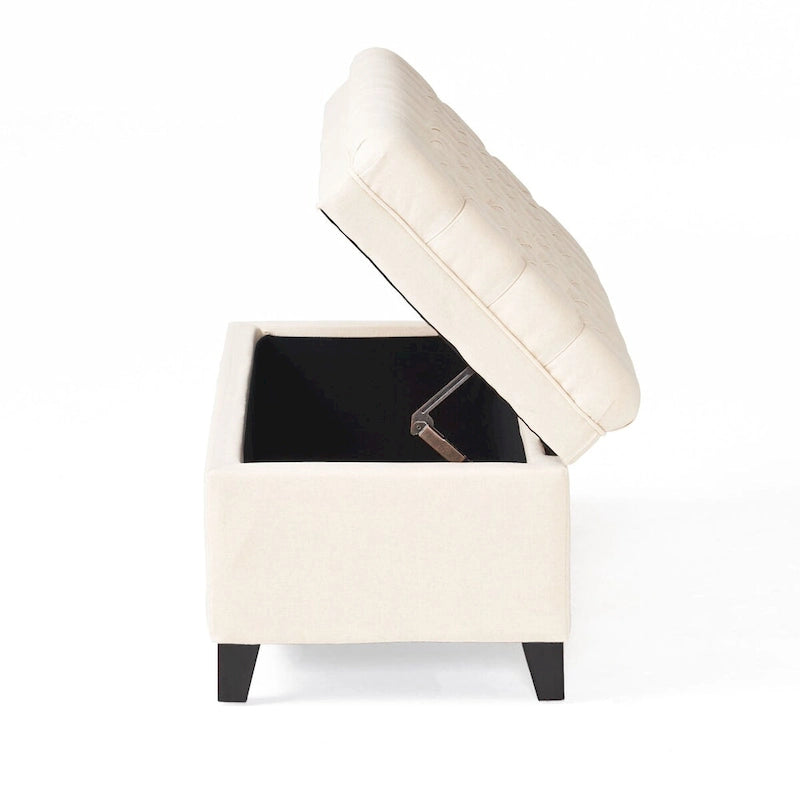 Banc de rangement capitonné avec couvercle à fermeture amortie