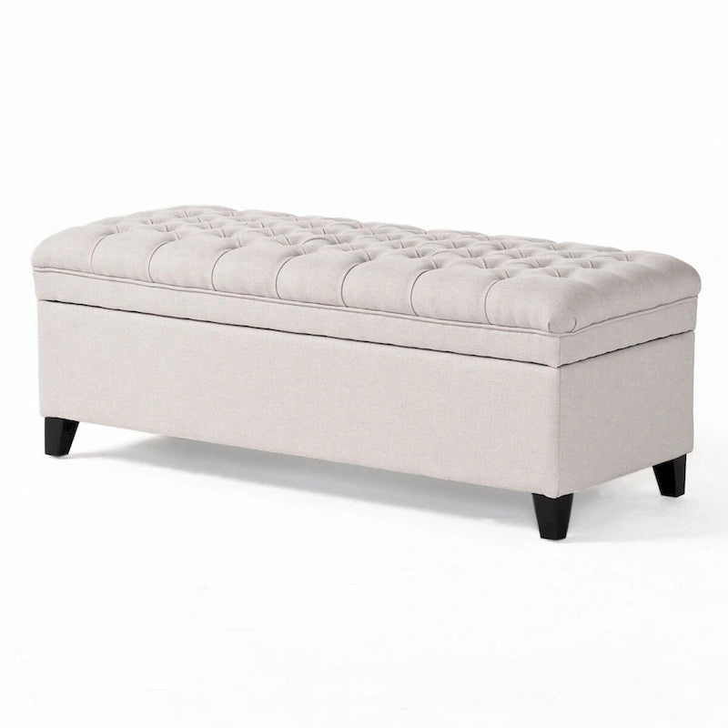 Banc de rangement capitonné avec couvercle à fermeture amortie