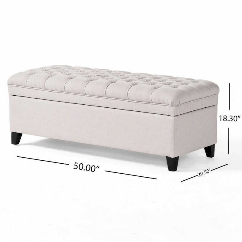 Banc de rangement capitonné avec couvercle à fermeture amortie