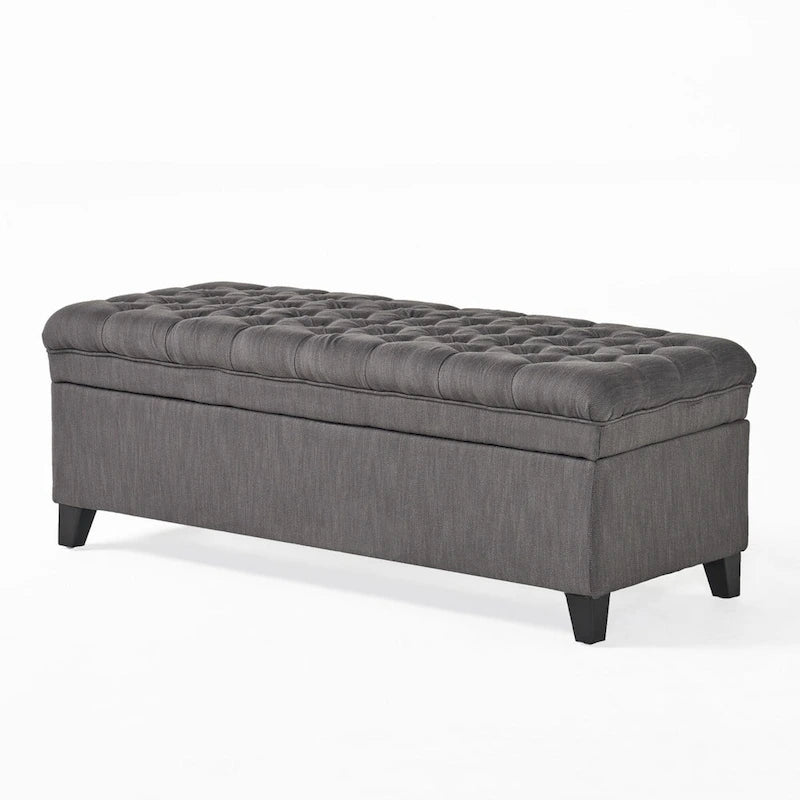 Banc de rangement capitonné avec couvercle à fermeture amortie