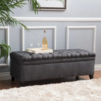 Banc de rangement capitonné avec couvercle à fermeture amortie