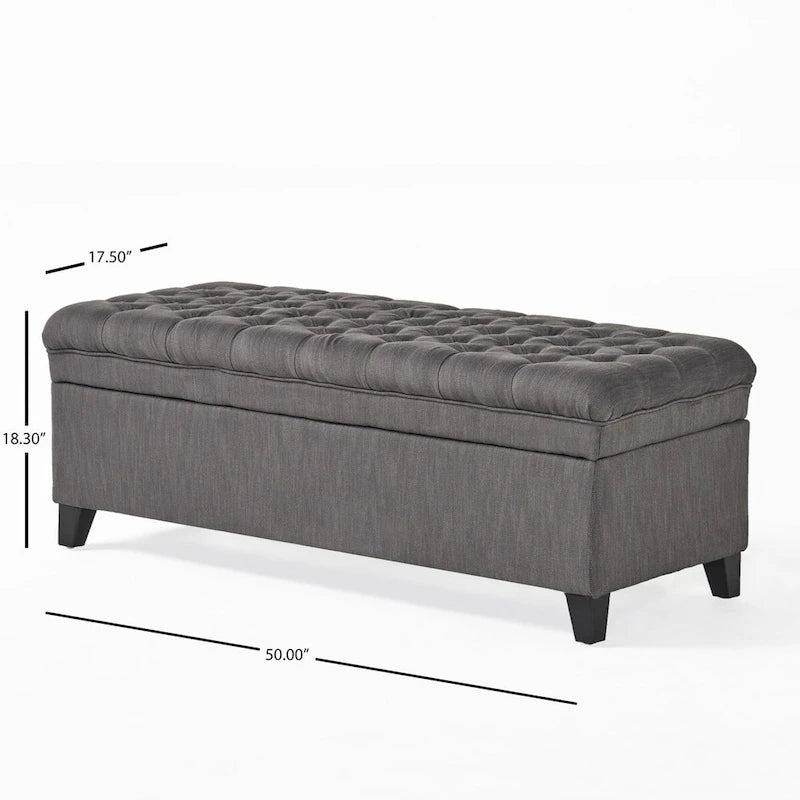 Banc de rangement capitonné avec couvercle à fermeture amortie