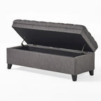 Banc de rangement capitonné avec couvercle à fermeture amortie