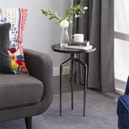 Modern Elegance Fine Line Metal Round Contemporary Accent End Table