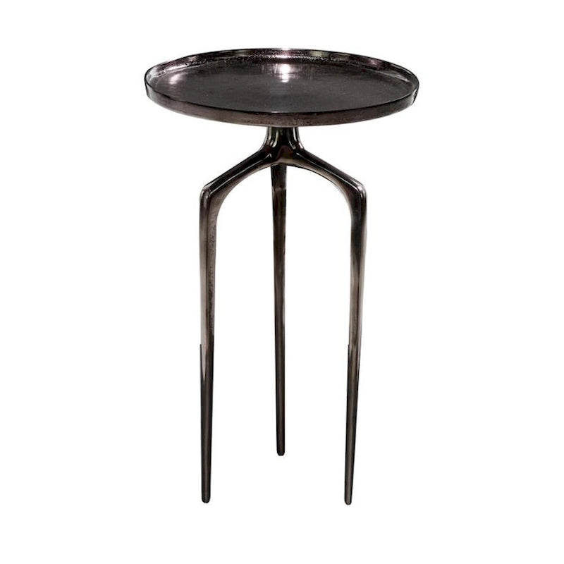 Bout de canapé d'appoint rond en métal avec piètement trépied