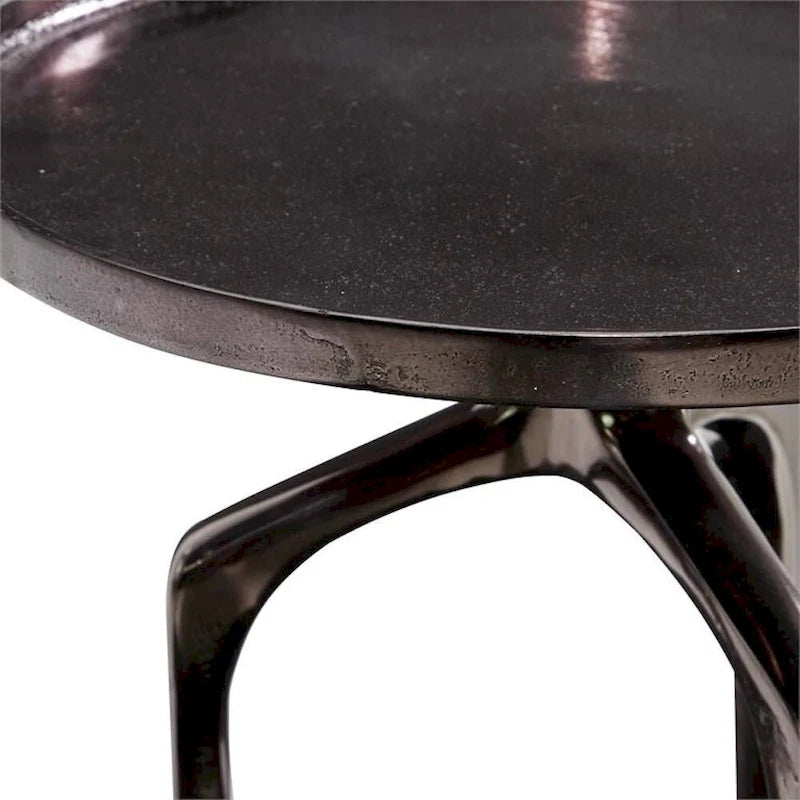Bout de canapé d'appoint rond en métal avec piètement trépied