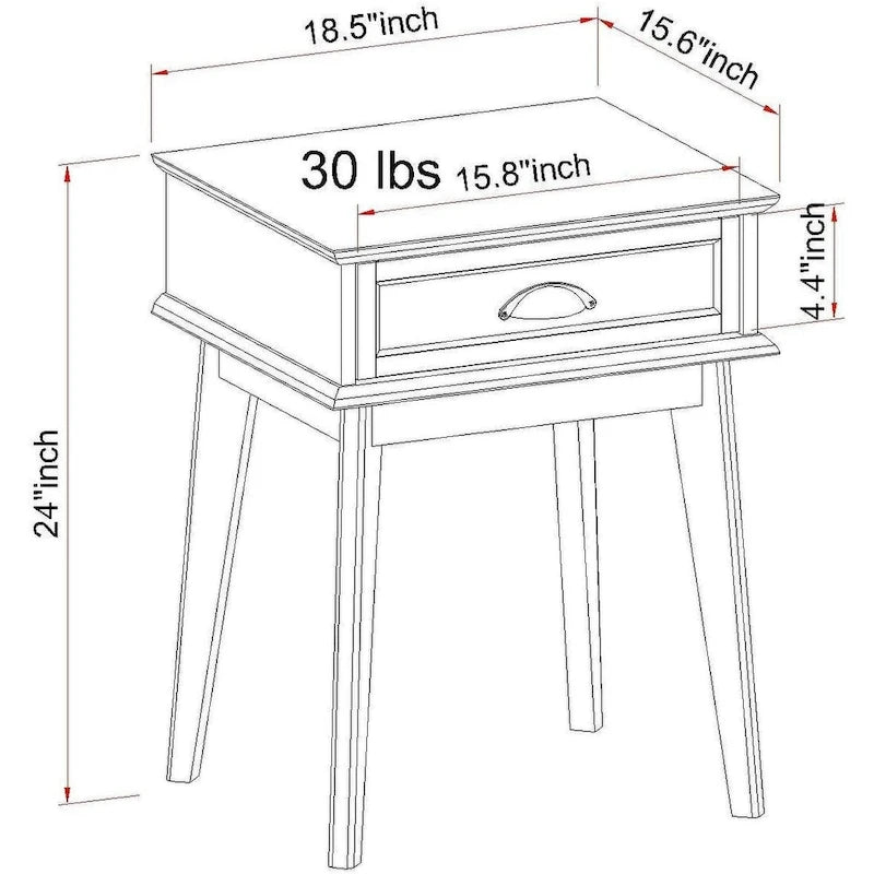 Table d'appoint haute avec tiroir à extension complète et concentrateur USB intégré