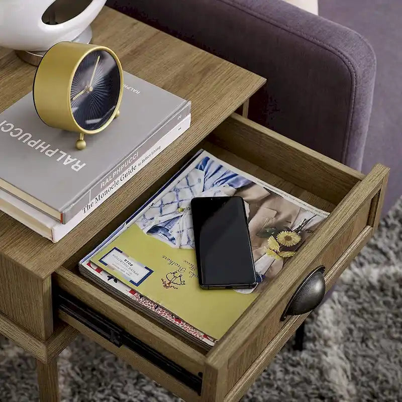 Table d'appoint haute avec tiroir à extension complète et concentrateur USB intégré