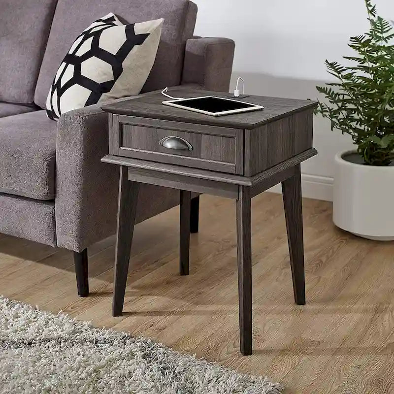 Table d'appoint haute avec tiroir à extension complète et concentrateur USB intégré