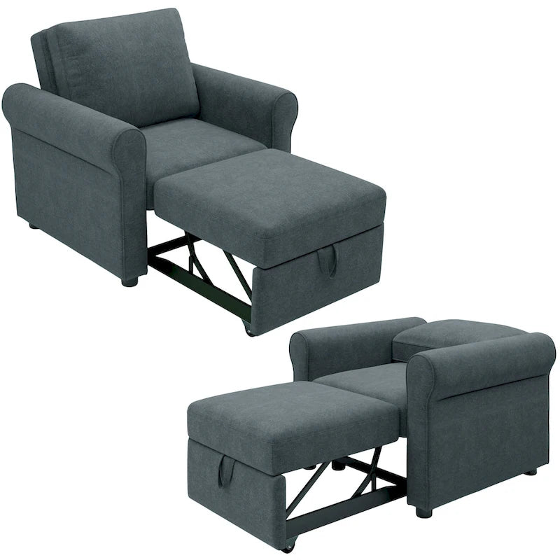 Fauteuil-lit convertible 3-en-1 – Canapé, chaise longue et lit avec dossier réglable