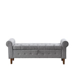 Banc de rangement capitonné de 157 cm avec accoudoirs roulés