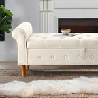 Banc de rangement capitonné de 157 cm avec accoudoirs roulés