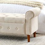 Banc de rangement capitonné de 157 cm avec accoudoirs roulés