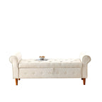 Banc de rangement capitonné de 157 cm avec accoudoirs roulés
