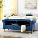 Banc de rangement capitonné de 157 cm avec accoudoirs roulés