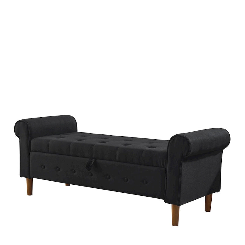 Banc de rangement capitonné de 157 cm avec accoudoirs roulés