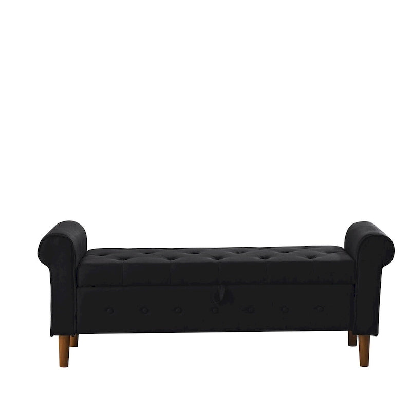 Banc de rangement capitonné de 157 cm avec accoudoirs roulés