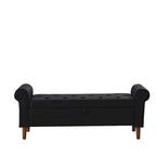 Banc de rangement capitonné de 157 cm avec accoudoirs roulés