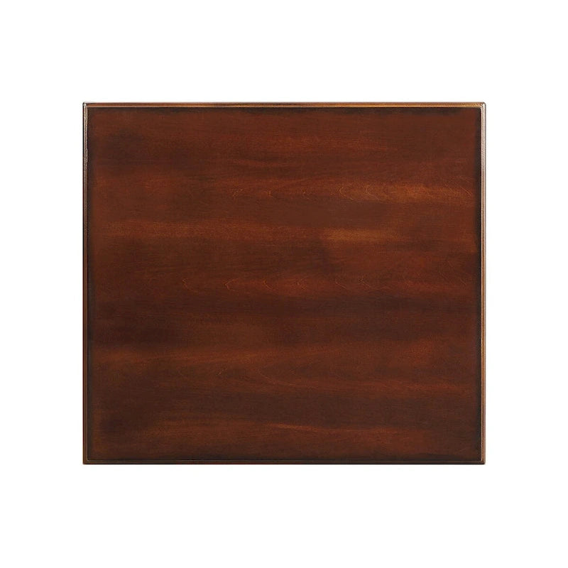 Table d'appoint rectangulaire en noyer avec tiroir et étagère