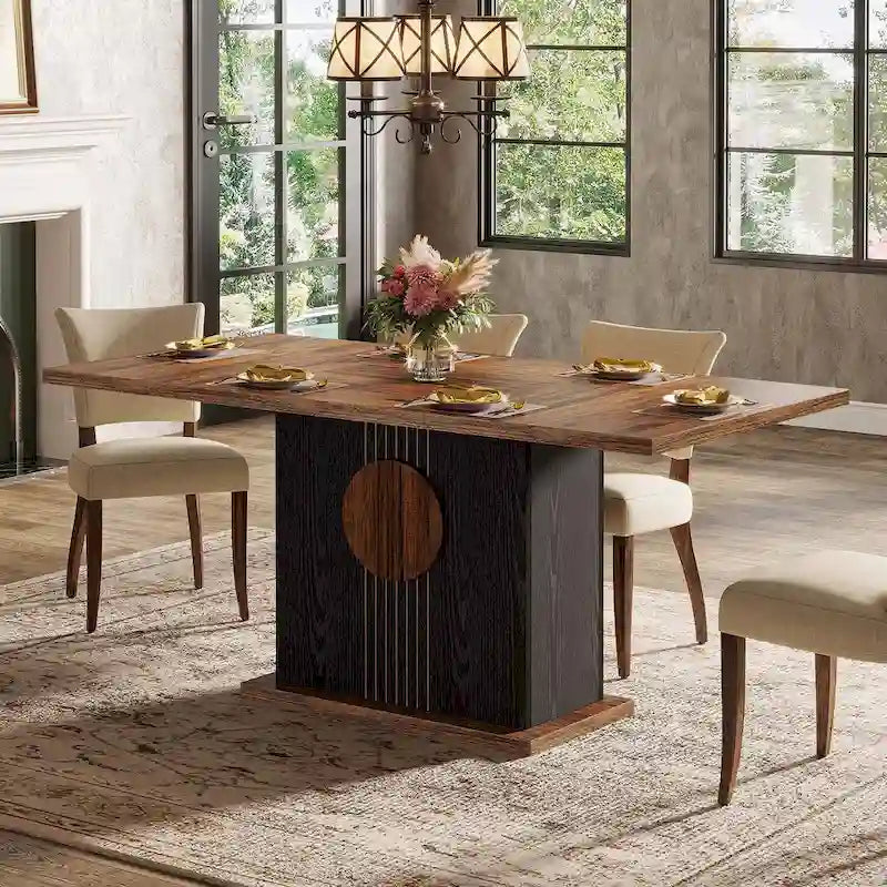 Table de salle à manger rectangulaire de 55 pouces avec plateau en bois