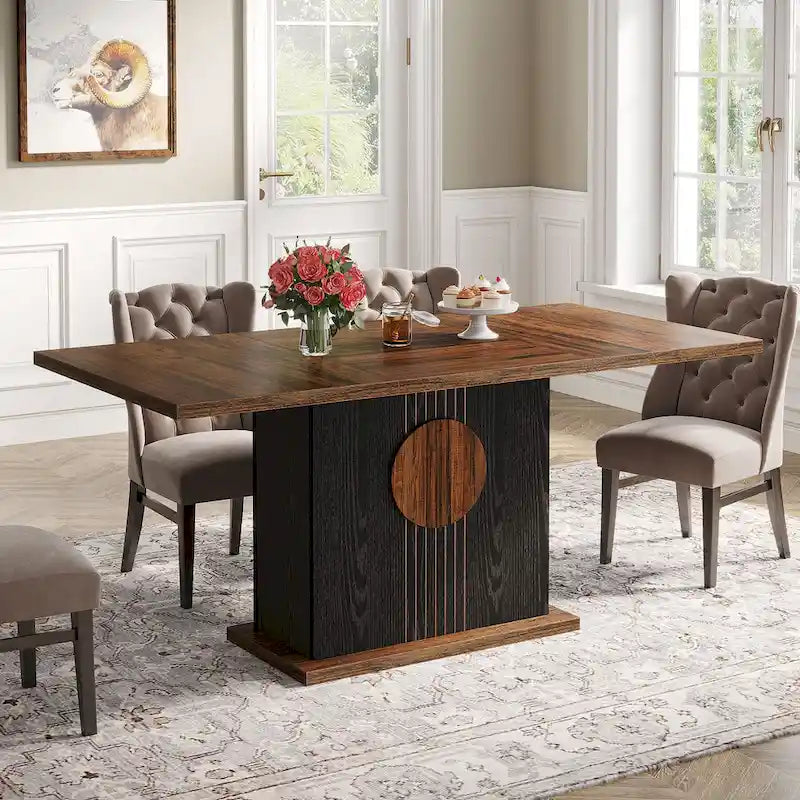 Table de salle à manger rectangulaire de 55 pouces avec plateau en bois