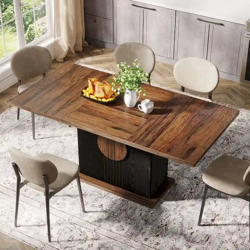 Table de salle à manger rectangulaire de 55 pouces avec plateau en bois