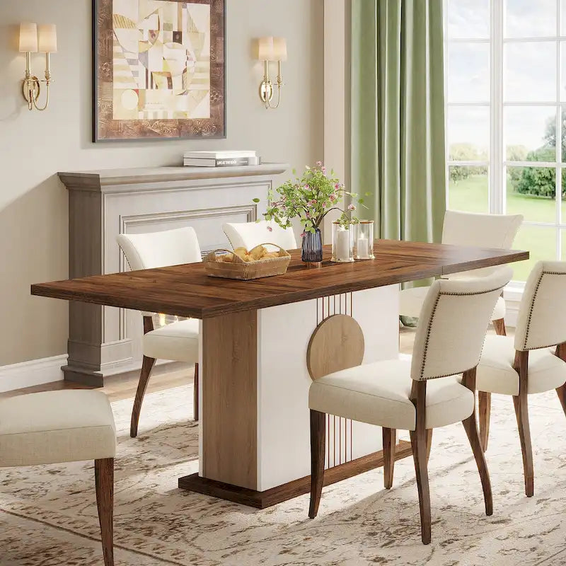 Table de salle à manger rectangulaire de 55 pouces avec plateau en bois