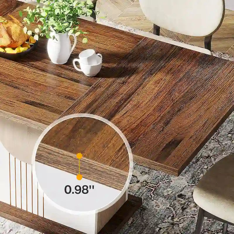 Table de salle à manger rectangulaire de 55 pouces avec plateau en bois