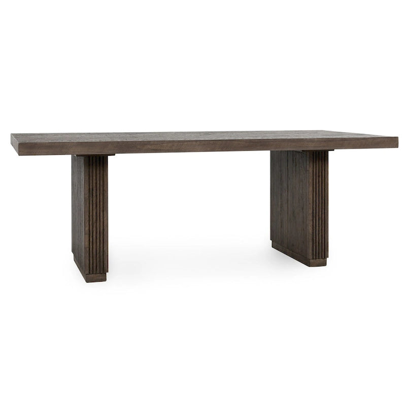 Table de salle à manger en pin recyclé de 82 pouces avec piètement rainuré