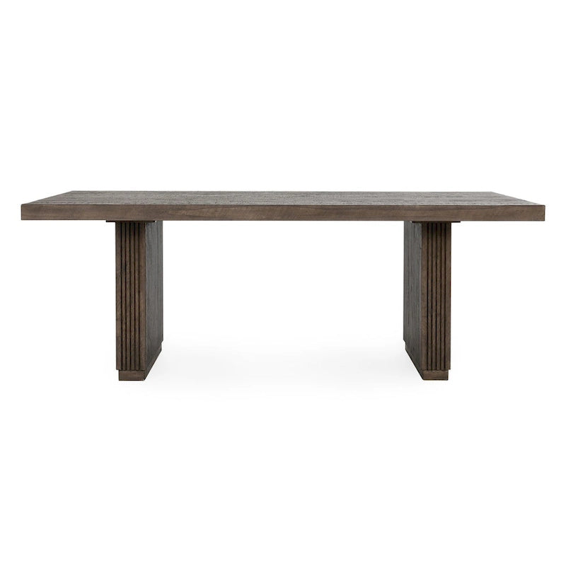 Table de salle à manger en pin recyclé de 82 pouces avec piètement rainuré