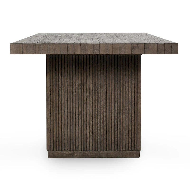 Table de salle à manger en pin recyclé de 82 pouces avec piètement rainuré
