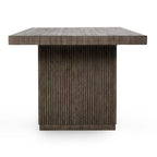 Table de salle à manger en pin recyclé de 82 pouces avec piètement rainuré