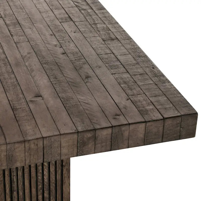 Table de salle à manger en pin recyclé de 82 pouces avec piètement rainuré