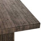 Table de salle à manger en pin recyclé de 82 pouces avec piètement rainuré