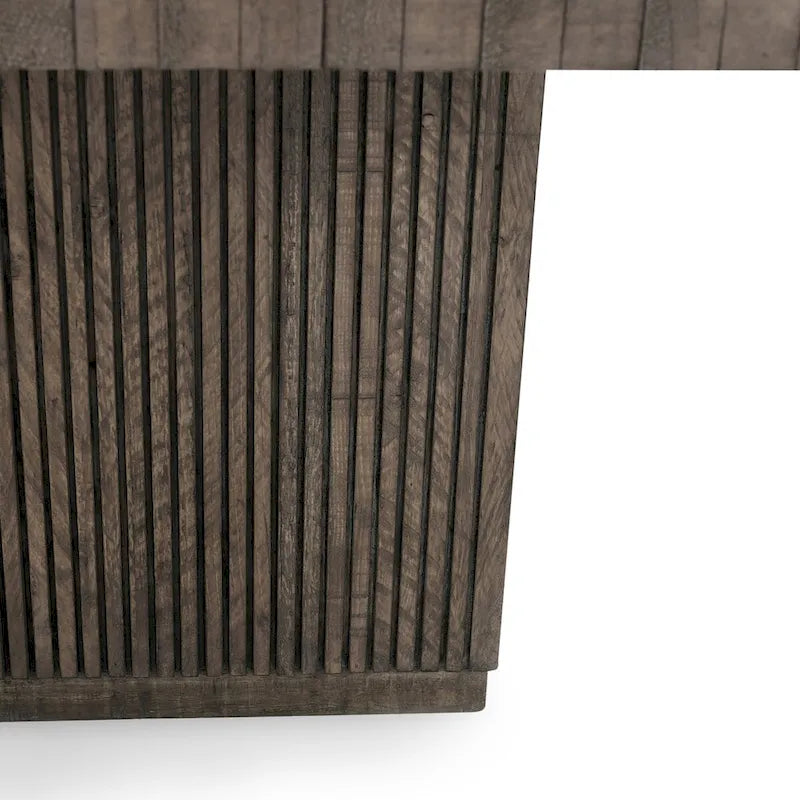 Table de salle à manger en pin recyclé de 82 pouces avec piètement rainuré
