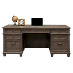 Carson Wood Double Pedestal Executive Desk, Writing Table, Office Desk, Gray