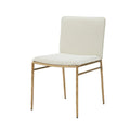 Cid Abby 19 Inch Side Dining Chair, Off White, Brass Gold Finished Legs