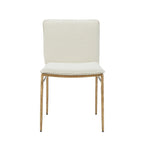 Chaise de salle à manger moderne capitonnée avec pieds en laiton doré