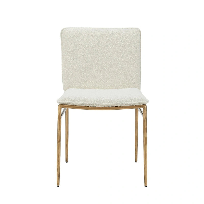 Chaise de salle à manger moderne capitonnée avec pieds en laiton doré