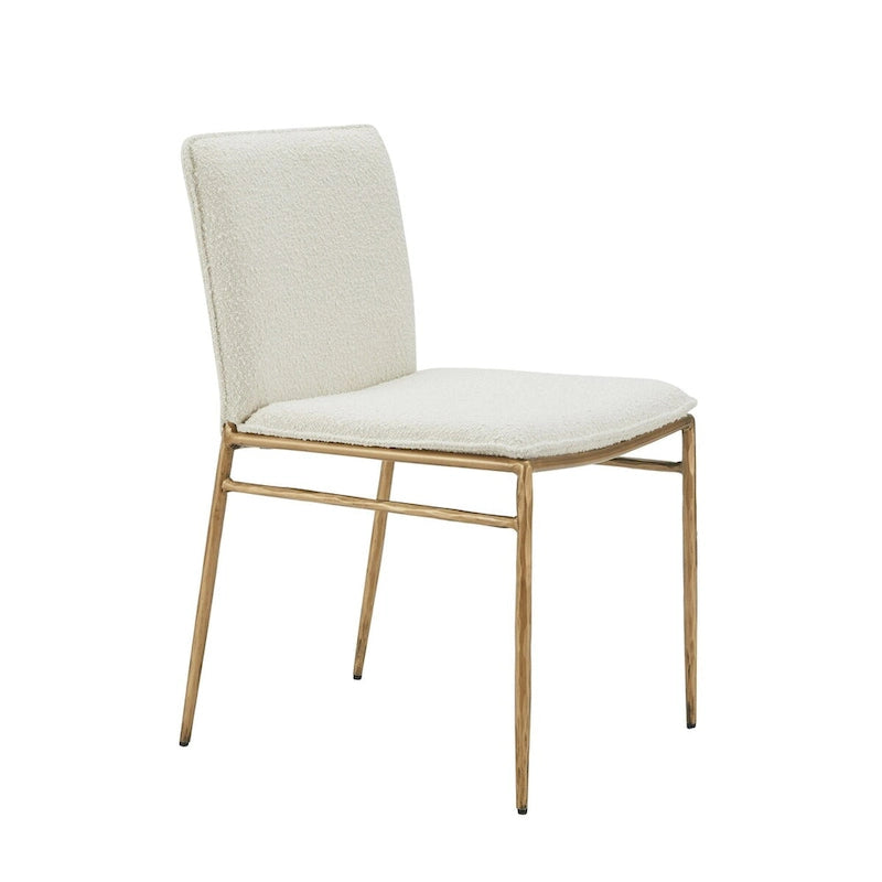Chaise de salle à manger moderne capitonnée avec pieds en laiton doré